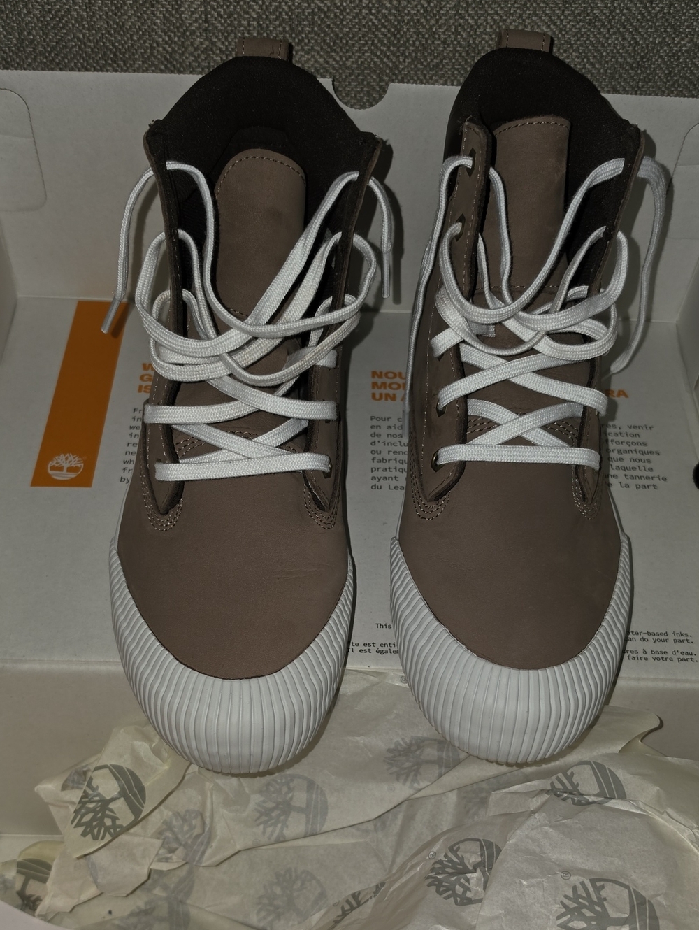 Casual High-Top Sneakers in Taupe with White Soles